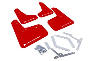 Ford Focus ST Mud Flap Kit - Rally Armor - UR Red Flap/White Logo - Red - `12-`19